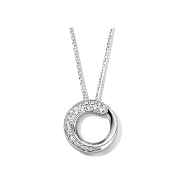 Collier femme argent 925 cercle design pavage oxydes de zirconium. Cherbourg