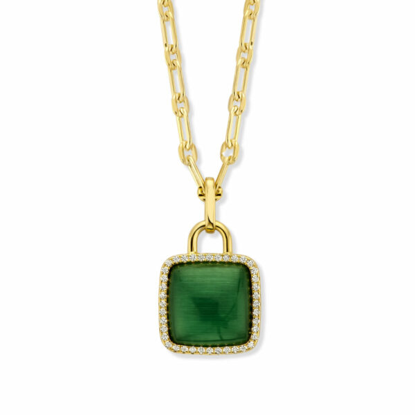 Collier poire Malachite naturelle en argent 925 plaqué or 18 carats et oxydes – Image 3