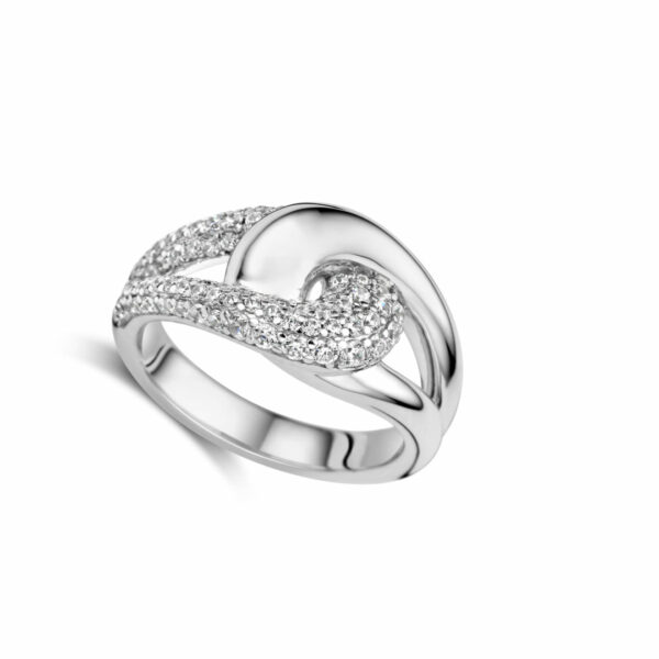 Bague argent 925 croisée double rang pavage oxydes de zirconium sertis. Cherbourg – Image 3