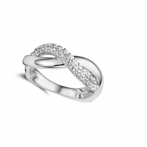 Bague argent 925 entrelacée double rang oxydes de zirconium sertis. Cherbourg – Image 2