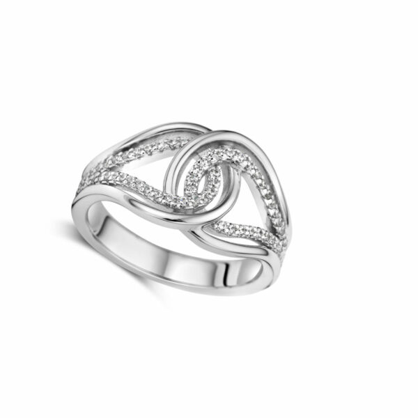 Bague argent 925 croisée double rang pavage oxydes de zirconium sertis. Cherbourg – Image 4