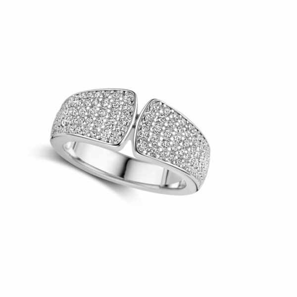 Bague argent 925 oxydes de zirconium sertis grains en pavage. Cherbourg