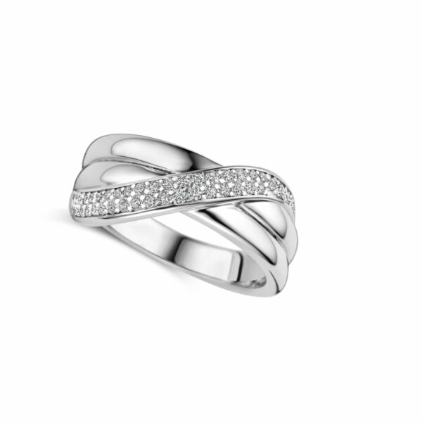 Bague argent 925 entrelacée double rang oxydes de zirconium sertis. Cherbourg – Image 4